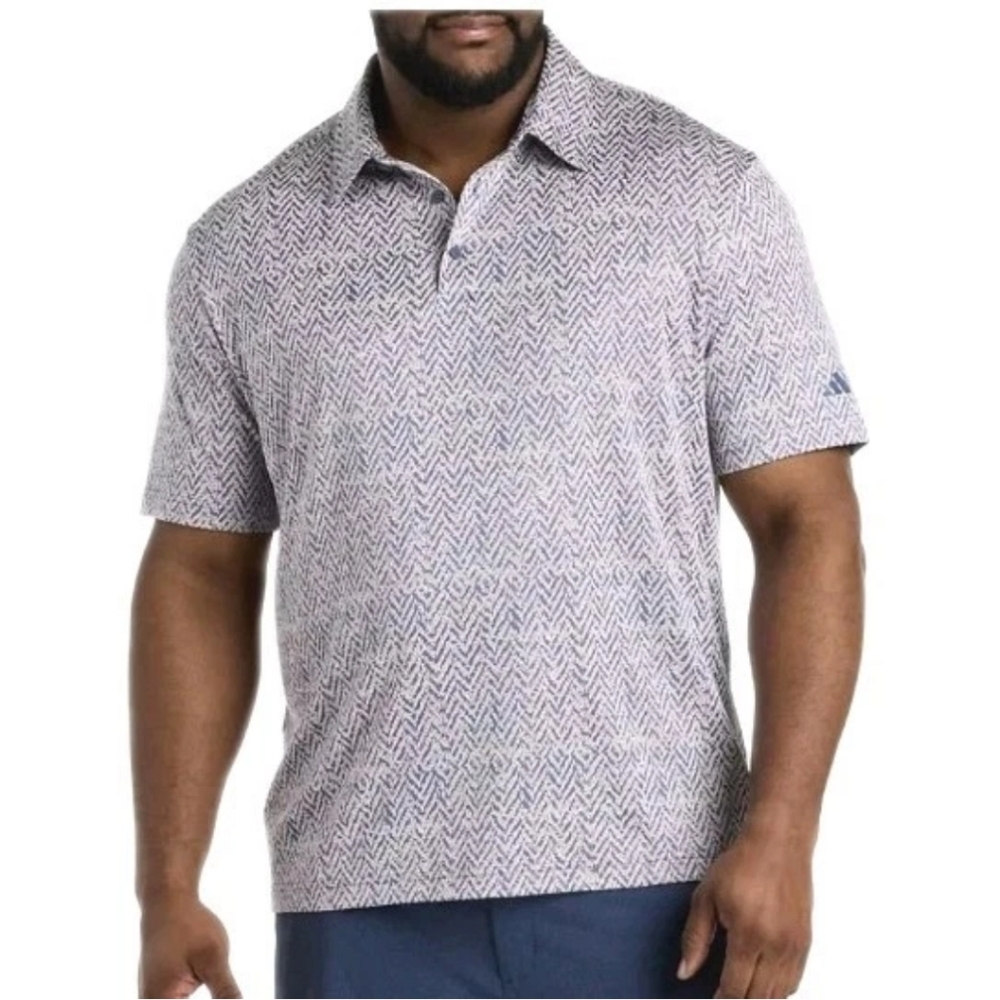 Adidas Fairway Jacquard Golf Polo Shirt Men 2X Blue Burst Pickleball Tennis Nwt